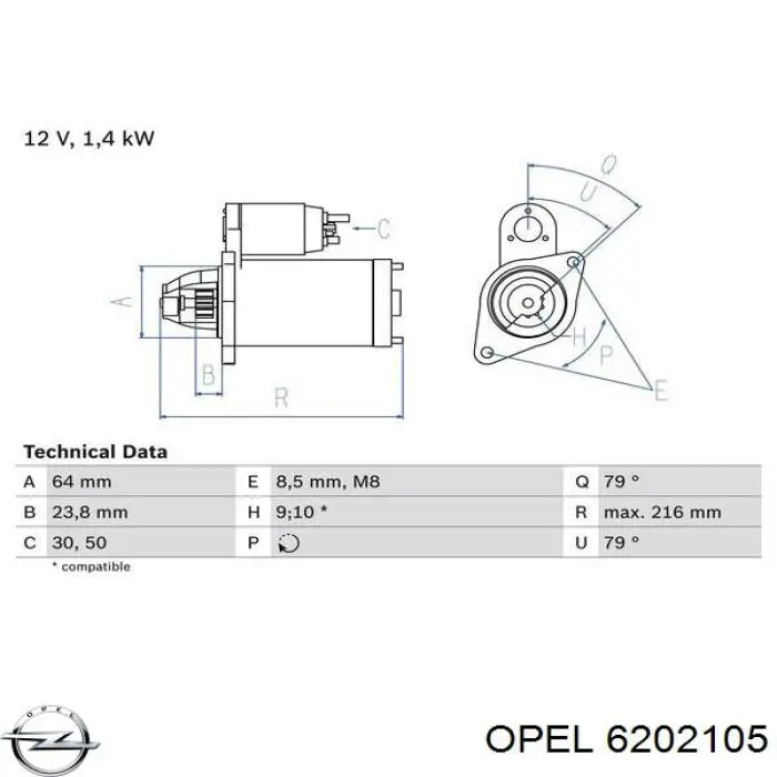 Arrancador Opel 6202105
