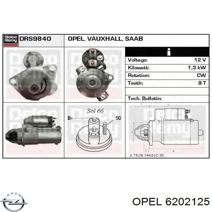 Burro de arranque  Opel 6202125 precio, desde 68,24 EUR