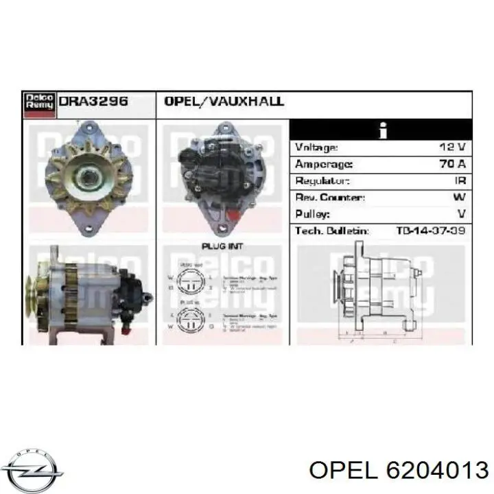 62 04 013 Opel alternador