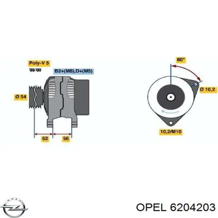 6204203 Opel Alternador de coche