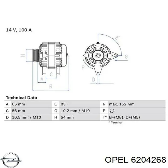Alternador del motor Opel 6204268 precio, desde 211,11 EUR