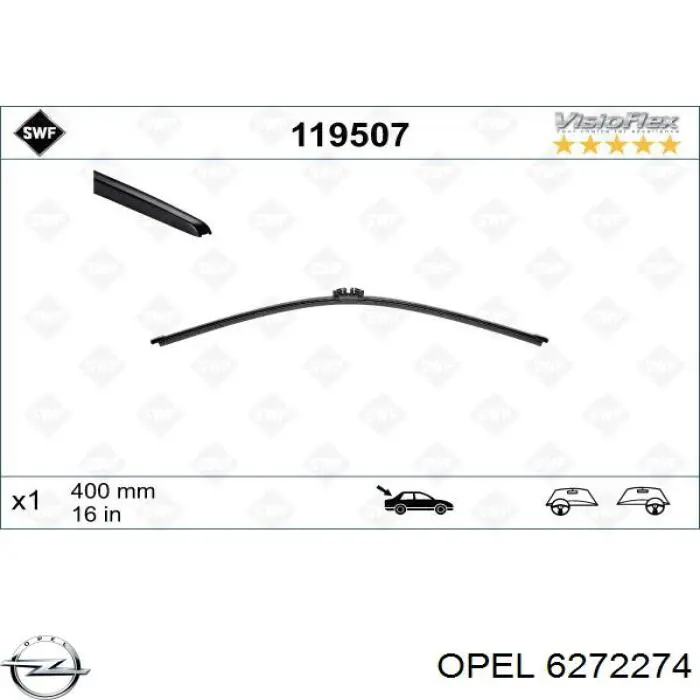 6272274 Opel limpiaparabrisas de luna trasera