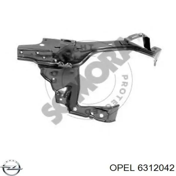 6312042 Opel Soporte derecho del radiador (panel de montaje para faros)