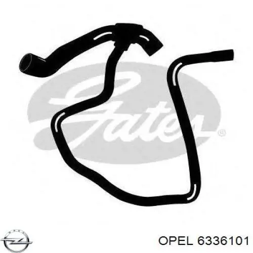 6336101 Opel manguera refrigerante para radiador inferiora