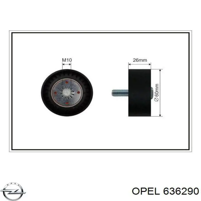 636290 Opel polea inversión / guía, correa poli v