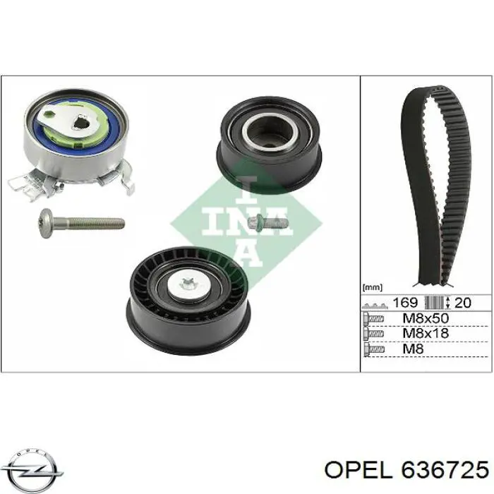 636725 Opel tensor de la correa de distribución