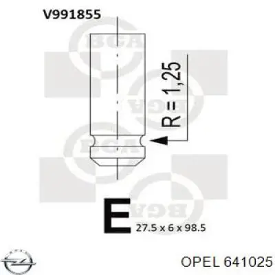 641025 Opel válvula de admisión
