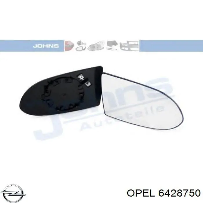 6428750 Opel cristal de espejo retrovisor exterior derecho