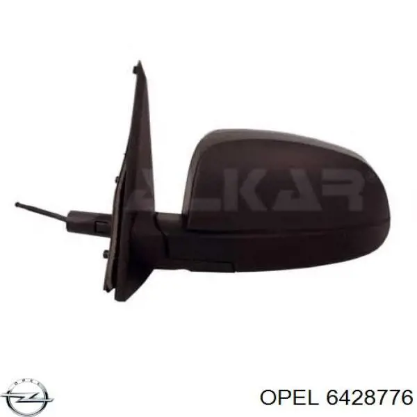 6428776 Opel cristal de espejo retrovisor exterior derecho