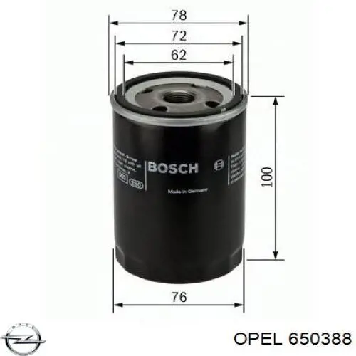 650388 Opel filtro de aceite