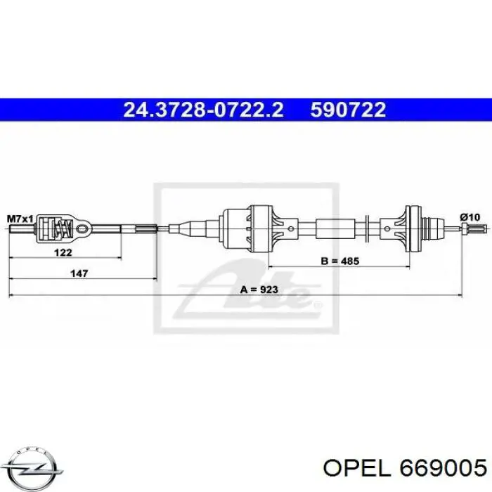 669005 Opel cable de embrague