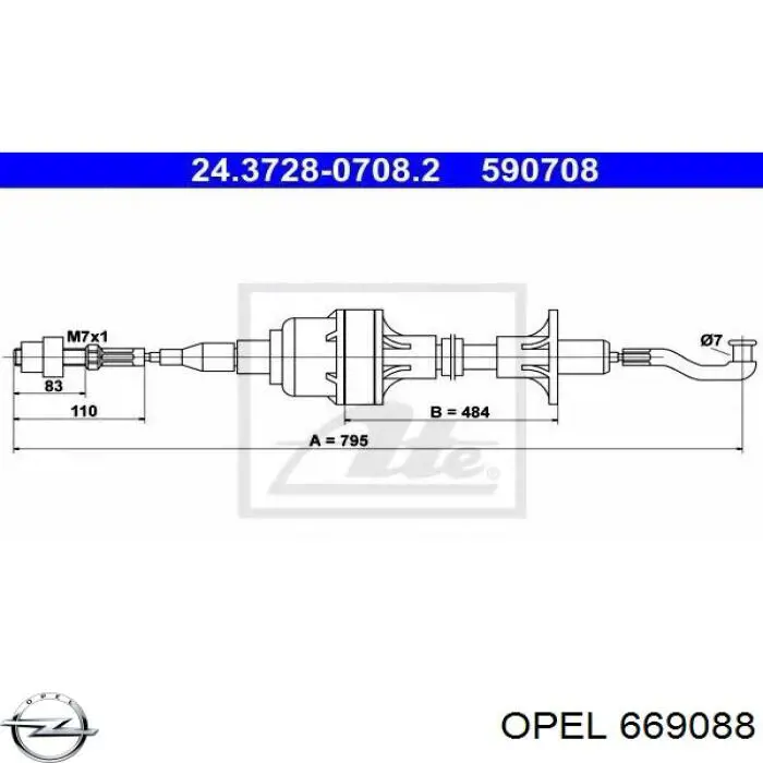 669088 Opel cable de embrague