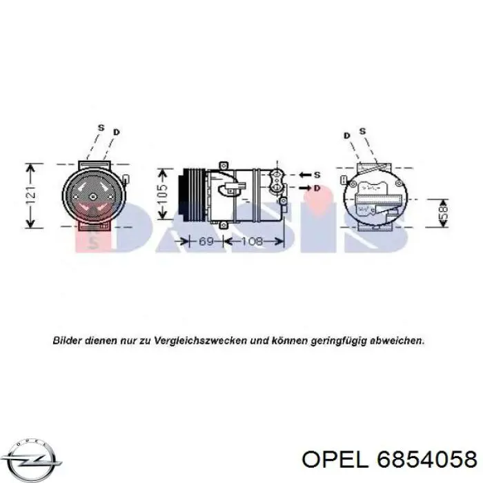 Compresor de aire acondicionado 6854058 Opel