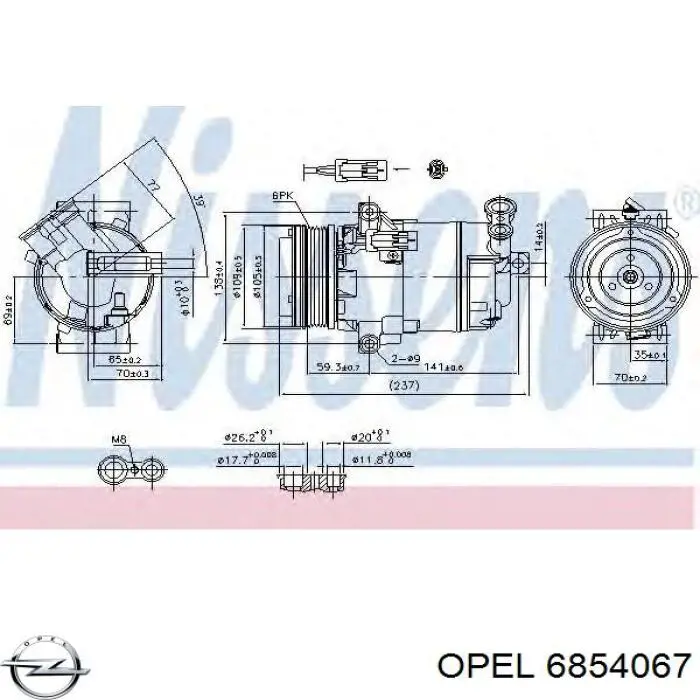 6854067 Opel compresor de aire acondicionado