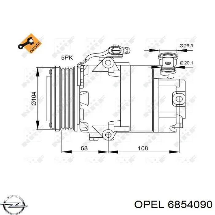 Compresor ac Opel 6854090 precio, desde 267,26 EUR