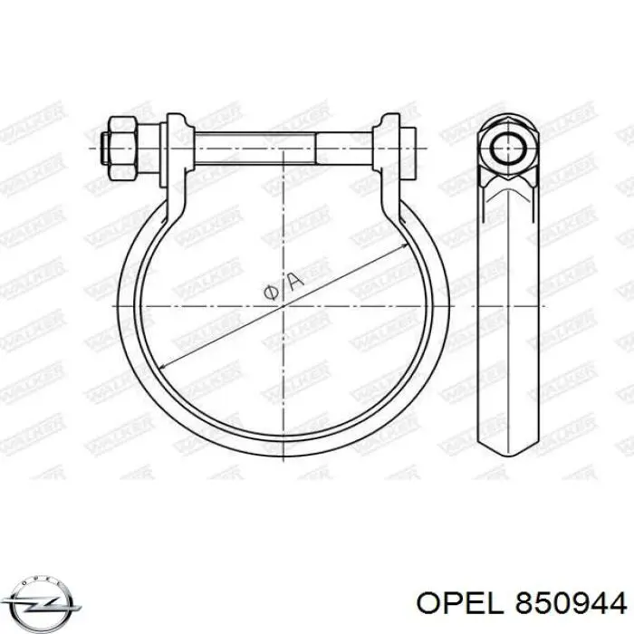 850944 Opel abrazadera de sujeción delantera