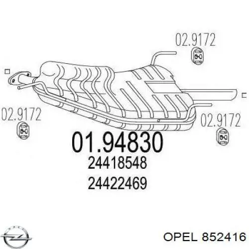 852416 Opel silenciador posterior