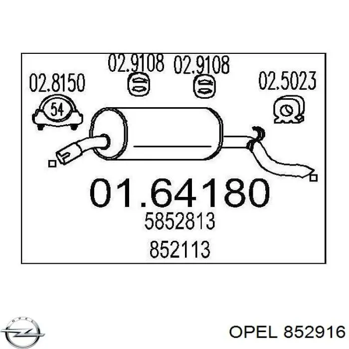 852916 Opel silenciador posterior