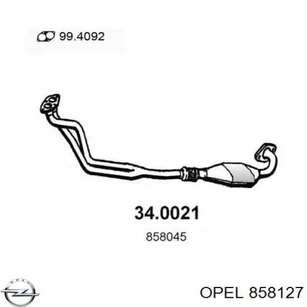 858127 Opel tubo de admisión del silenciador de escape delantero