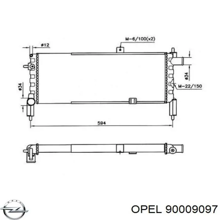 90009097 Opel radiador refrigeración del motor