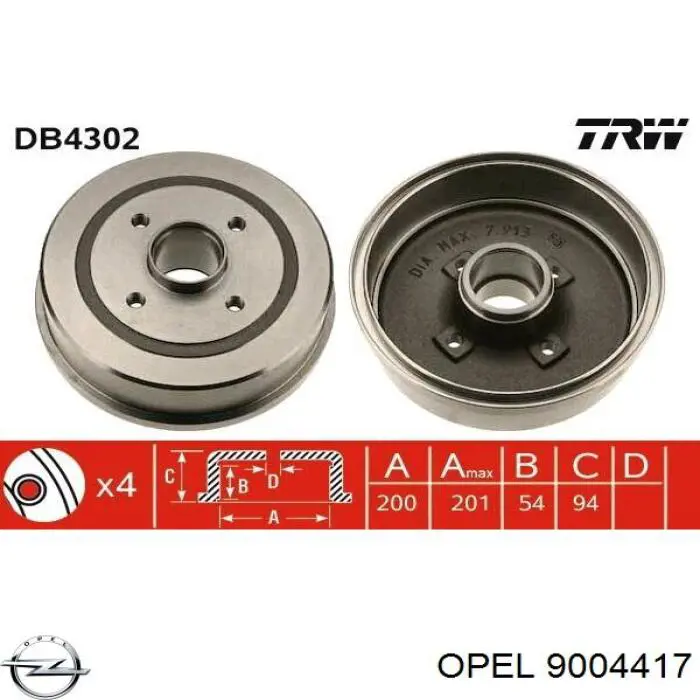 9004417 Opel freno de tambor trasero