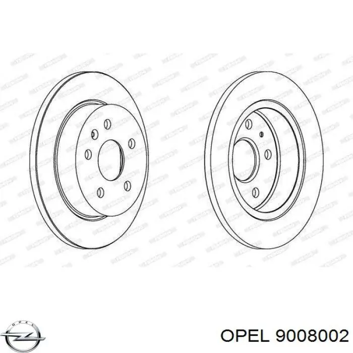 9008002 Opel disco de freno trasero