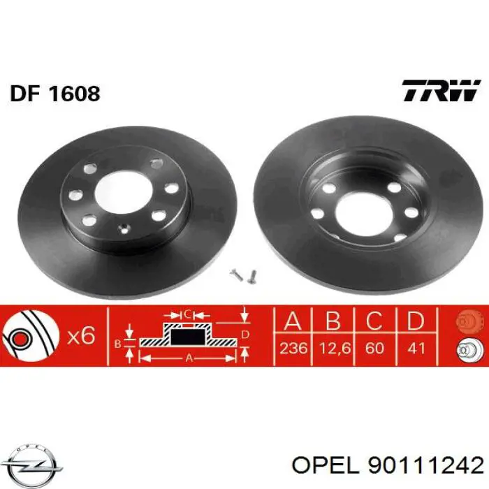 90111242 Opel freno de disco delantero