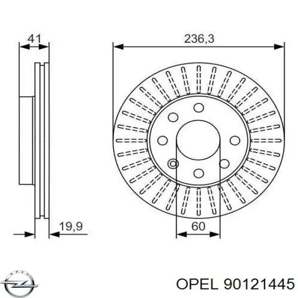 Freno de disco delantero Opel Astra 51, 52, F35, M35