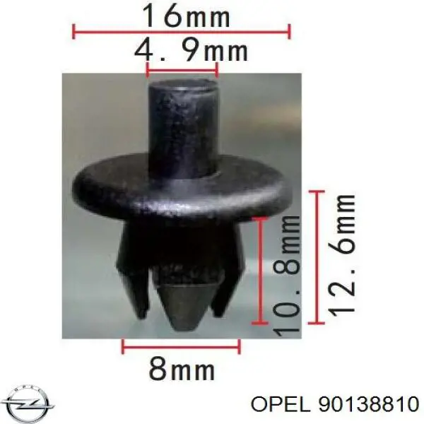 90138810 Opel clips de fijación de pasaruedas de aleta delantera
