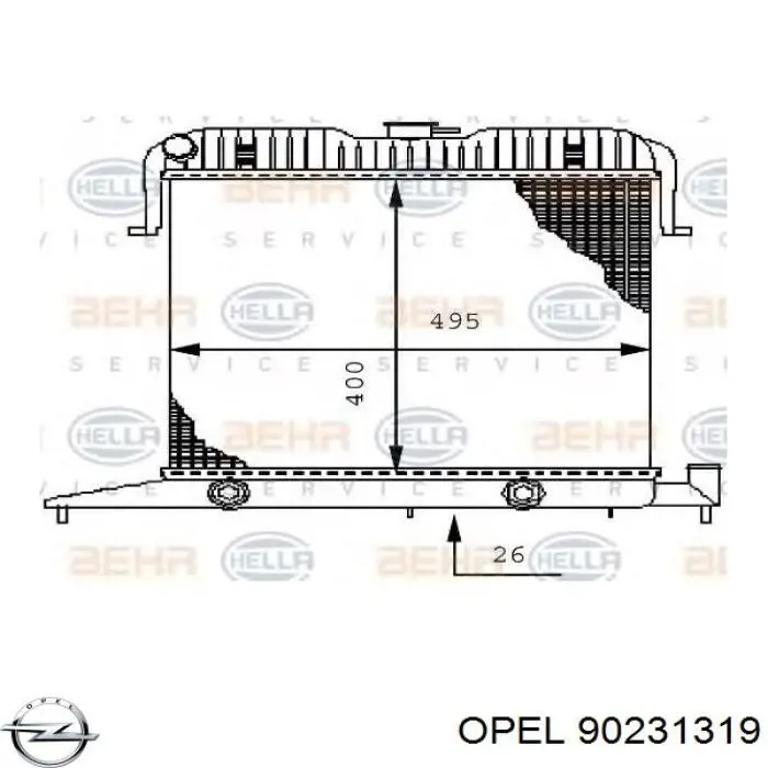 90231319 Opel radiador refrigeración del motor