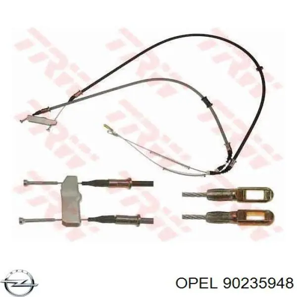 90235948 Opel cable de freno de mano trasero derecho/izquierdo