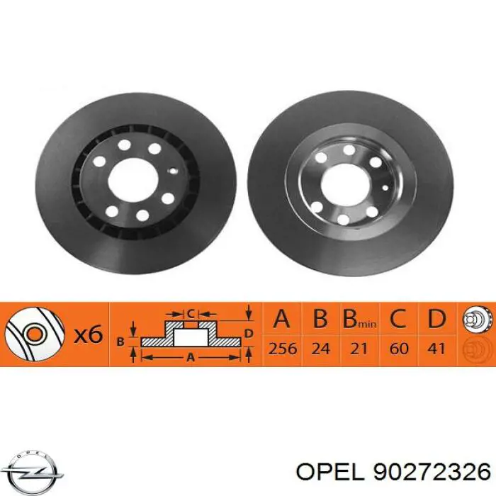 90272326 Opel freno de disco delantero