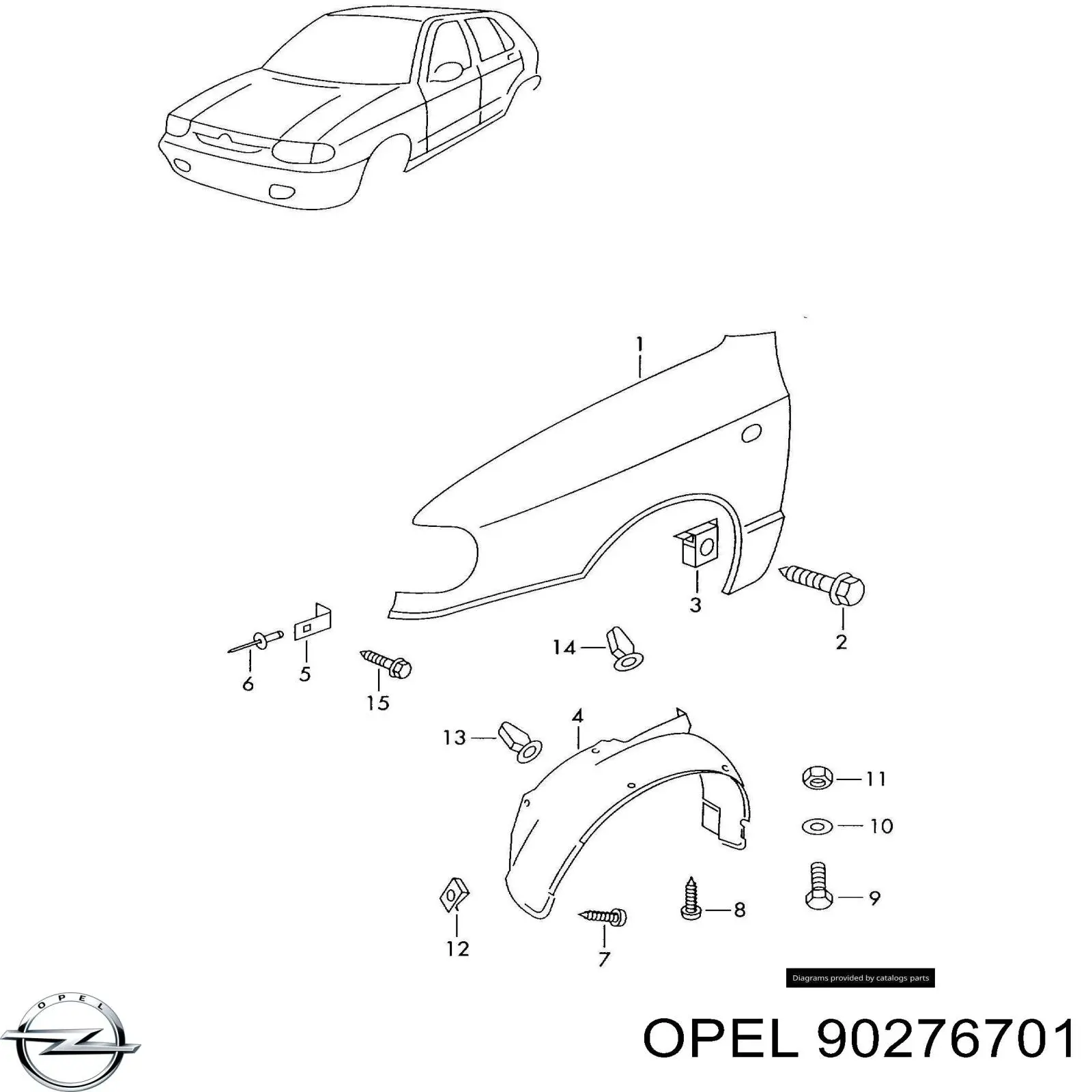 Soporte de radiador superior (panel de montaje para foco) para Opel Omega (66, 67)