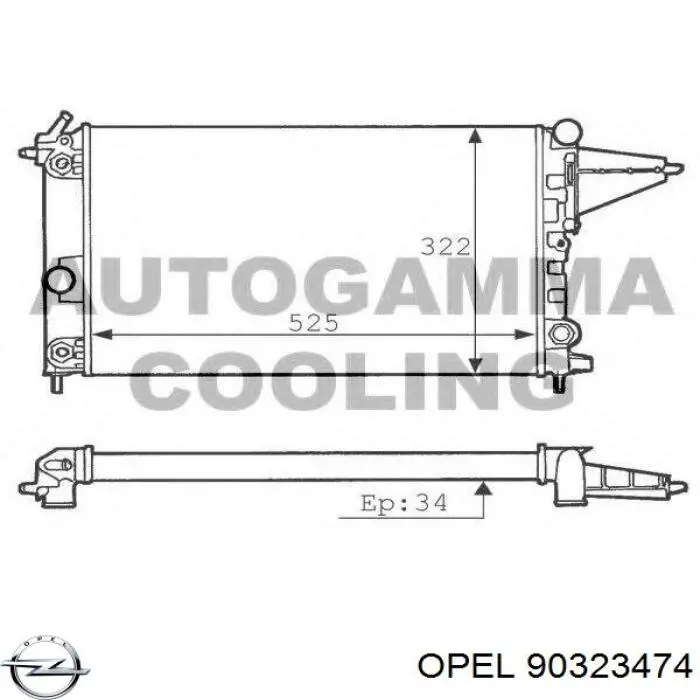 1300088 Opel radiador