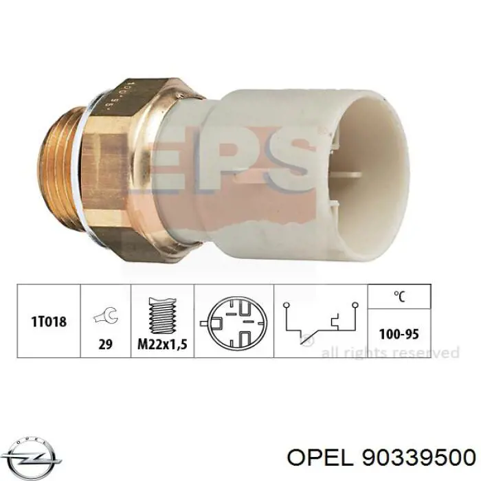 90339500 Opel sensor, temperatura del refrigerante (encendido el ventilador del radiador)