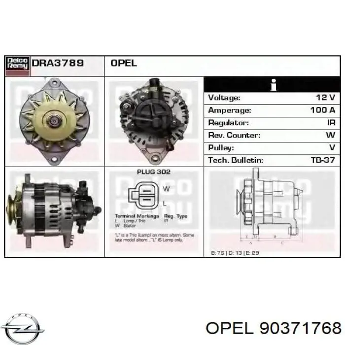 90371768 Opel alternador