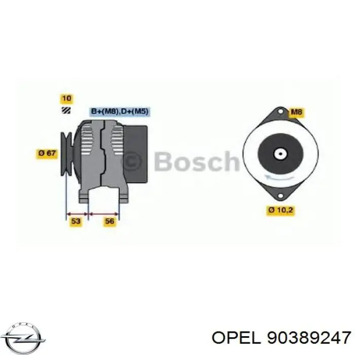 Alternador 90389247 Opel
