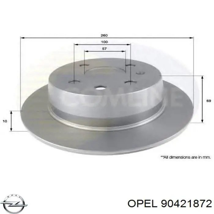 Disco de freno trasero 90421872 Opel