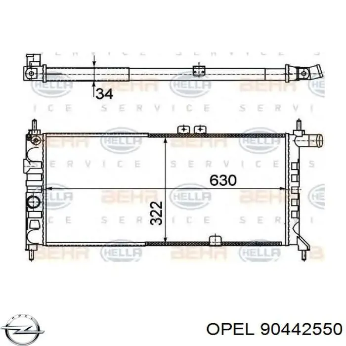 90442550 Opel radiador refrigeración del motor