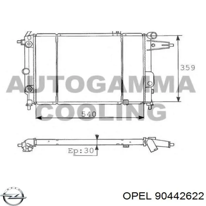 90442622 Opel radiador refrigeración del motor