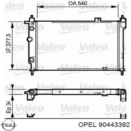 90443392 Opel radiador refrigeración del motor