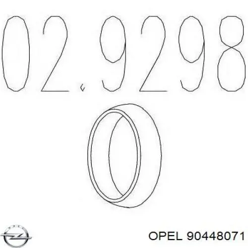 90448071 Opel junta, tubo de escape silenciador
