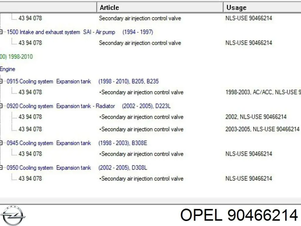 90466214 Opel valvula de aire secundaria