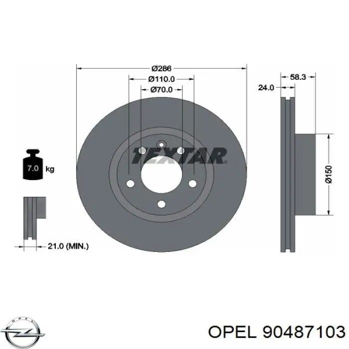 Comprar 90487103 Opel Freno de disco delantero