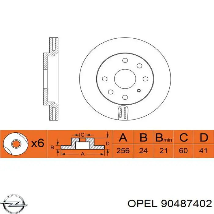 90487402 Opel disco de freno delantero