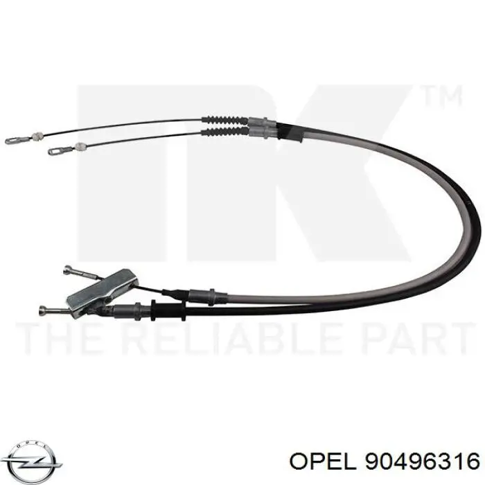 90496316 Opel cable de freno de mano trasero derecho/izquierdo