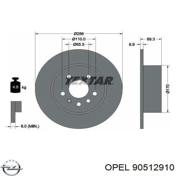 Disco de freno trasero Opel 90512910 precio, desde 40,02 EUR