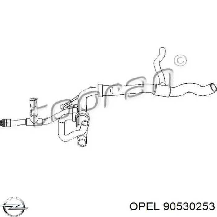 90530253 Opel manguera refrigerante para radiador inferiora