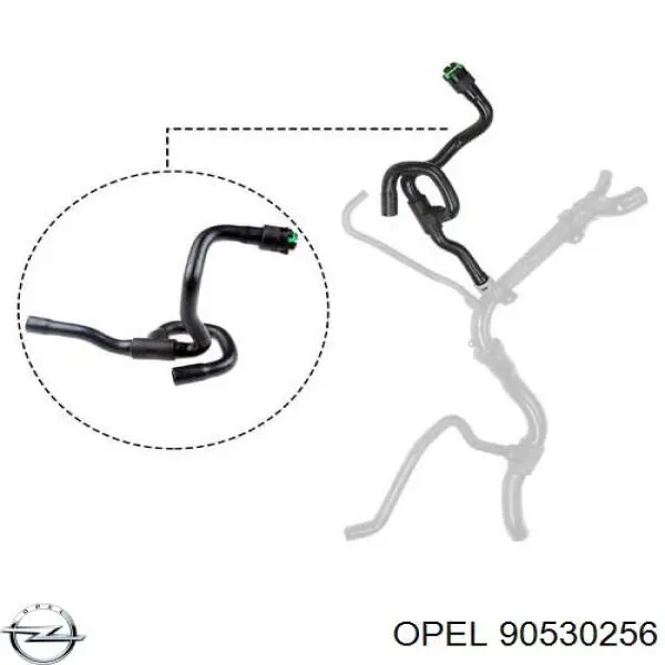 90530256 Opel manguera refrigerante para radiador inferiora