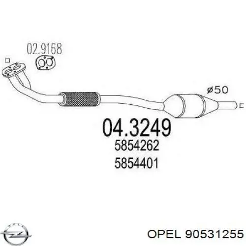 90531255 Opel tubo de admisión del silenciador de escape delantero